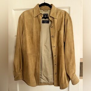 Suede shirt jacket by Faconnable.
